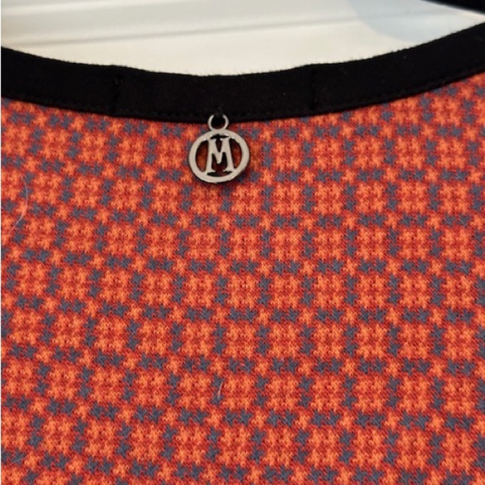Portugal Designer MALOKA Dress Knit Cozy Geo Soft Rust Orange Black Cozy Sz S